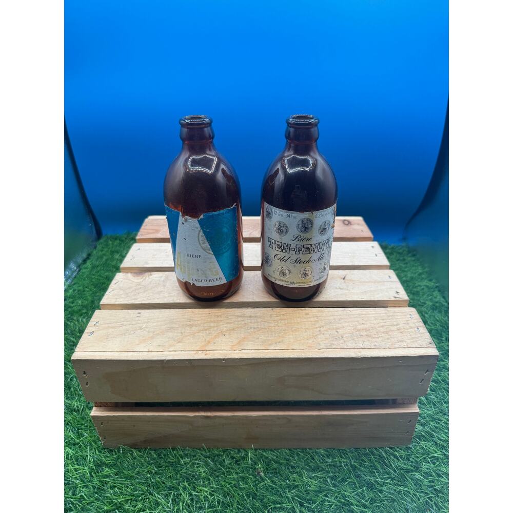 Vintage Moosehead Brewery Stubby Beer Bottles (Pair) -Alpine Lager/Ten-Penny Ale